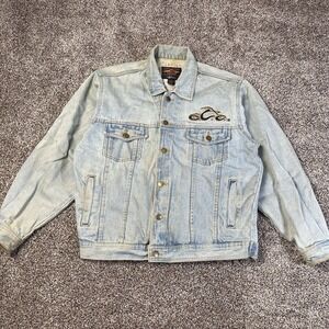 VTG Orange County Choppers Denim Jean Jacket Mens Size M Embroidered Distressed